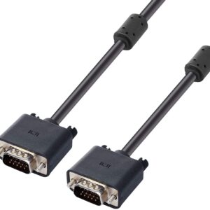 VGA Male to Male Wire Cord for Personal Computer, Laptop, Projector, Printer, Monitor, LED LCD Black