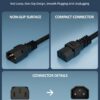 Computer Male to Female Extension Cord (1.5Mtr ), 18AWG 10A for Computer, Printer, SMPS, Monitor, Server, Display - Image 4