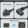 Computer Power Cable  1.5 Meter 90 Degree L Shape 3 Pin Cord for Desktops, PC, Printers/Monitor - SMPS IEC Mains Cable Black - Image 3