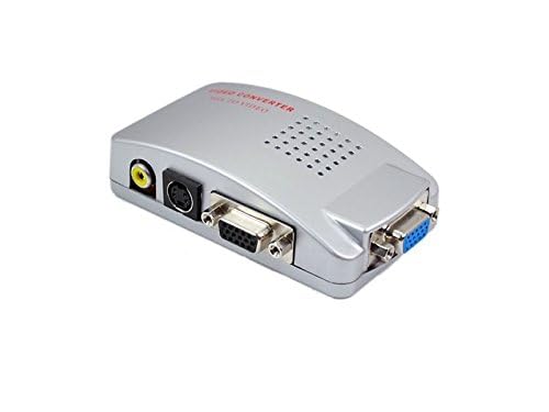 VGA to AV RCA Composite and S-Video Converter Box – 1080p PC to TV Video Adapter with USB Power – Supports PAL NTSC – Plug & Play Signal Converter for Monitor, Projector, TV