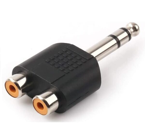 6.35mm Male to 2 RCA Female Audio Stereo Interconnect Audio Adapter