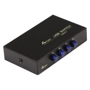 Printer Sharing USB Switch 4 Ports USB 2.0 Selector Switch Box for 4 PC Share 1 USB Device Printer PC Computer Scanner Printers-Black