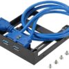 USB 3.0 Front Panel Hub 2 Port Expansion Bay 20 Pin to USB3.0 60cm Bracket Adapter Cable for PC Desktop 2.5" Floppy Bay (VB-07) Gold - Image 3