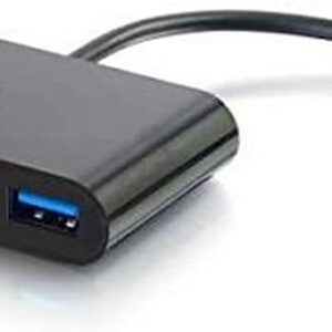 C2G USB Adapter, USB C to Ethernet Hub, Gigabit Ethernet Port, 3 Port Adapter with Power Deliver, Black, 1 Count, C2G 29747