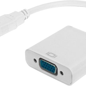 USB3.0 to VGA Converter 5Gbps HD 1080P Adapter Cable 15Pin Female, Supports Multi Display Solutions, No External Power Supply, for PC laptops, Desktops, Monitors. (White)