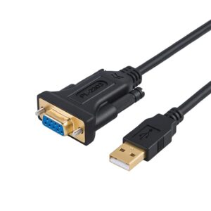 USB to RS232 Adapter with PL2303 Chipset, 6.6ft USB 2.0 Male to RS232 Female DB9 Serial Converter Cable for Cashier Register, Modem, Scanner, Digital Cameras, CNC,Black