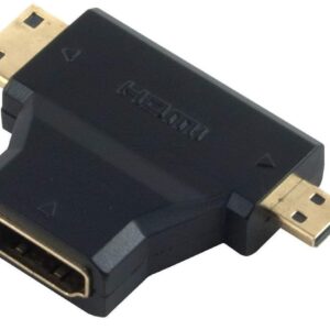 2 in 1 Mini HDMI and Micro HDMI Male to HDMI Female Adapter Support Raspberry Pi, Camera, Camcorder, DSLR, Video Card etc