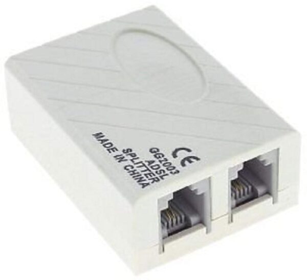ADSL Splitter for Landline Telephone and Modem -1 Female Jack to 2 Female Jack Adaptor