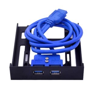 USB 3.0 Front Panel Hub 2 Port Expansion Bay 20 Pin to USB3.0 60cm Bracket Adapter Cable for PC Desktop 2.5" Floppy Bay (VB-07) Gold