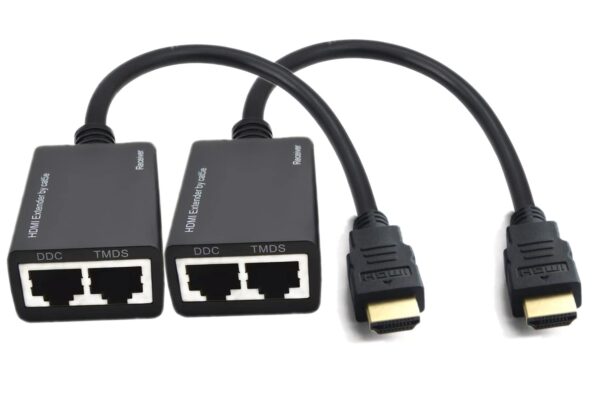 HDMI Extender Over Cat5e/6 (1pair), HDMI to RJ45 Network HDMI Repeater, Support 1080p UP to 30m/ 98ft, for HDTV HDPC PS4 STB