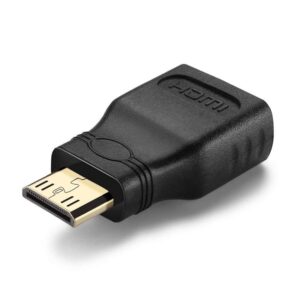 Mini HDMI Male to Standard HDMI Female Adapter Converter Plug (Black) - NOT Compatible with Mobile Phones
