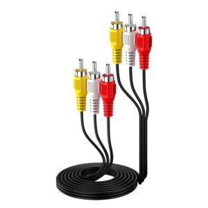3RCA Male to 3RCA Male Stereo Audio Video Cable Composite Audio Video Av Cable Stereo Audio Video Cable Gold Plated 3 to 3 RCA Male Audio Plug Video for DVD VCD TV Amplifier Projector,1.5m