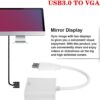 USB3.0 to VGA Converter 5Gbps HD 1080P Adapter Cable 15Pin Female, Supports Multi Display Solutions, No External Power Supply, for PC laptops, Desktops, Monitors. (White) - Image 3