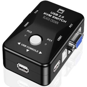 USB 2.0 KVM Mouse Switch Keyboard VGA Splitter Box Sharing Switch USB KVM -2-Port VGA SVGA Swit-ch Box.(BLACK).