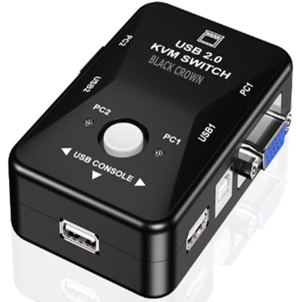 USB 2.0 KVM Mouse Switch Keyboard VGA Splitter Box Sharing Switch USB KVM -2-Port VGA SVGA Swit-ch Box.(BLACK).