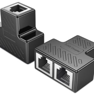 RJ45 Network 1 to 2 Port Ethernet Adapter Splitter, RJ45 1 Male to 2 Female LAN Ethernet Splitter Adapter Cable Suitable Super Cat5, Cat5e, Cat6, Cat7 LAN Ethernet Socket Connector Adapter