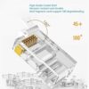 RJ45 Cat6 Pass-Through Connector RJ45 Ends, Cat5, Cat5e, Cat6 8P8C RJ45 Connector, Ethernet Cable Crimp Connectors UTP Network Plug Solid Wire and Standard Cable, LAN Crimp - Image 2