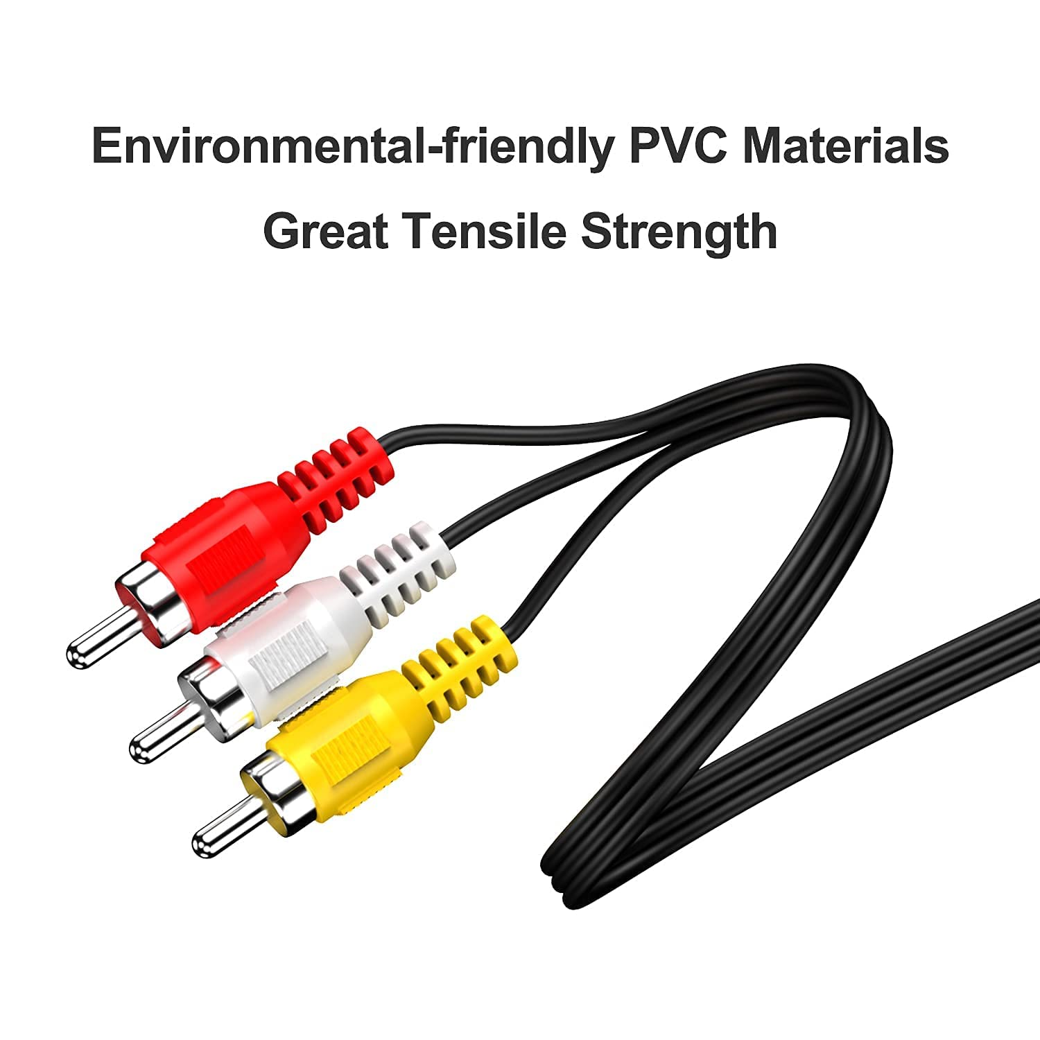 3.5 mm Male to 3RCA Male Plug Stereo Audio Video AUX Cable 3 M,3.5 mm to RCA AV Camcorder Video Cable for Smartphones,MP3,Tablets,Speakers,Home Theater,Black - Image 3