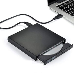 External USB 3.0 Portable Slim CD/DVD-ROM +-R-R-RW Burner Writer for Laptop Desktop Notebook Windows and Mac OS (Black)