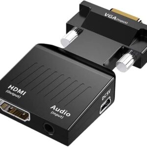 15-pin Portable VGA to hdmi Adapter/Converter with Audio (Old PC to TV/Monitor with HDMI), Male VGA to hdmi Video Adapter for TV, Computer, Projector with Audio, Power Cable -D-Sub