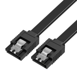 SATA 3 6.0 Gbps Data Cable with Locking Latch for HDD & SSD (Black - Straight with Both Side Locking Latch)