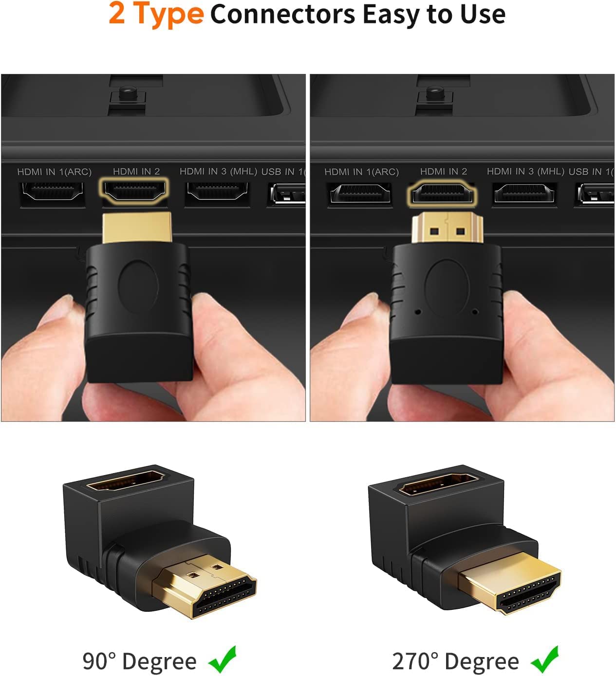 HDMI Adapter 90 Degree 4K Male to Female HDMI Connector 180 Degree Extender Right Angle  L-Type HDTV Converter - Image 5