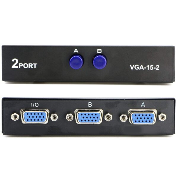 VGA 2 in 1 Out 2 Port VGA Switch Press Button Two Way VGA Video Switch for PC TV Monitor -Black