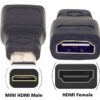 Mini HDMI Male to Standard HDMI Female Adapter Converter Plug (Black) - NOT Compatible with Mobile Phones - Image 2