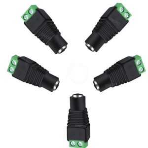 Female DC Connector, 5.5mm x 2.1mm, 12V CCTV Adaptor Barrel Connectors Plug for Camera DVR Security System