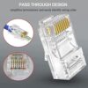 RJ45 Cat6 Pass-Through Connector RJ45 Ends, Cat5, Cat5e, Cat6 8P8C RJ45 Connector, Ethernet Cable Crimp Connectors UTP Network Plug Solid Wire and Standard Cable, LAN Crimp - Image 4