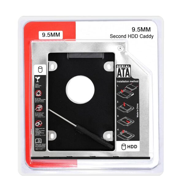 9.5mm Hard Drive Caddy – 2.5” to 3.5” SSD/HDD Converter for Laptop & Desktop Mounting Kit for Easy Installation, Durable Design