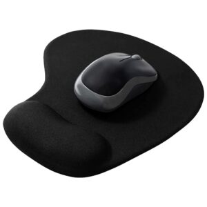 Mouse Pad, Ergonomic Mouse Pad with Comfortable Gel Wrist Rest Support and Lycra Cloth, Non-Slip PU Base for Easy Typing Pain Relief, Durable and Washable, Classic