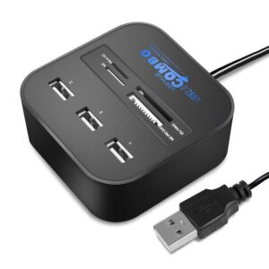 USB Hub 2.0 480Mbps USB Combo Card Reader All in One Multi USB Splitter for MS, M2, SD/MMC, TF Portable for PC Laptop Smart Tv Game and ETS