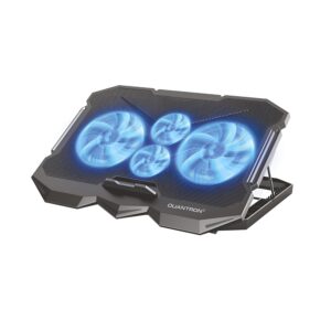 QUANTRON QCP-620 Laptop Cooling Pad | 4 Silent LED Fans | Dual USB Ports | Adjustable Height | Fits Up to 17” Laptops | Bluetooth 5.0 | Fast Charging with Worldcup Wireless