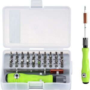 32 in 1 Small Screwdriver Set, Mini Magnetic Screwdriver Set Contains 30 Bits Precision Repair Tool Kit, Torx Screwdriver Tool Sets for Eyeglass, Watch, Phones, Laptop, Computers, Toys.