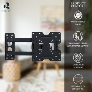 Wall Mount Stand for 14–42 Inch LED TV, LCD, Monitor | Universal Adjustable Movable Rotatable Swivel TV Wall Bracket | Heavy Duty Space-Saving Stand