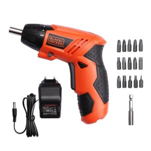 Cordless Screwdriver 4.8V 200 RPM Set Ni-Cd (Nickel-Cadmium) with LED Worklight, 15-pieces Screw Bits Set & Adjustable Torque for Home & DIY Use