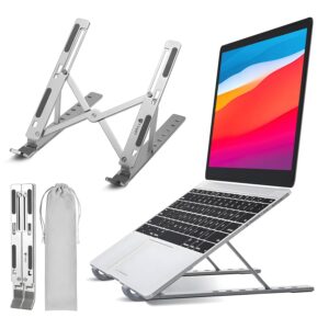 Laptop Stand Aluminum Adjustable & Foldable Portable Tabletop Laptop/Desktop Riser Stand Holder Compatible for MacBook, HP, Dell, Lenovo & All Other Notebook